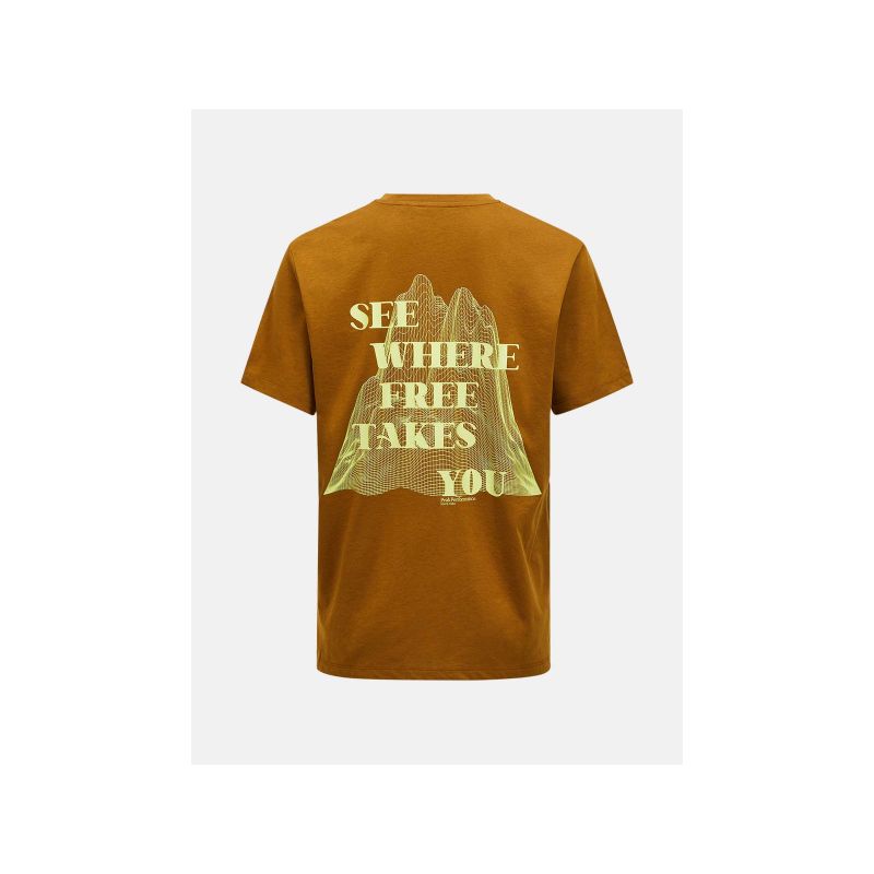 PEAK PERFORMANCE Explore Graphic Tee Men Brown