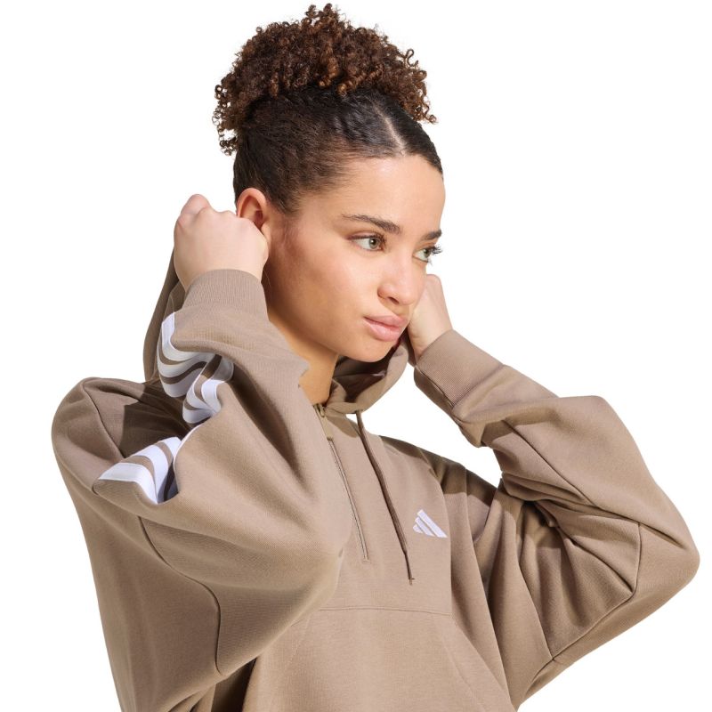adidas Essentials 3-Stripes French Terry Quarter-Zip Women’s Sweatshirt Beige KF8315