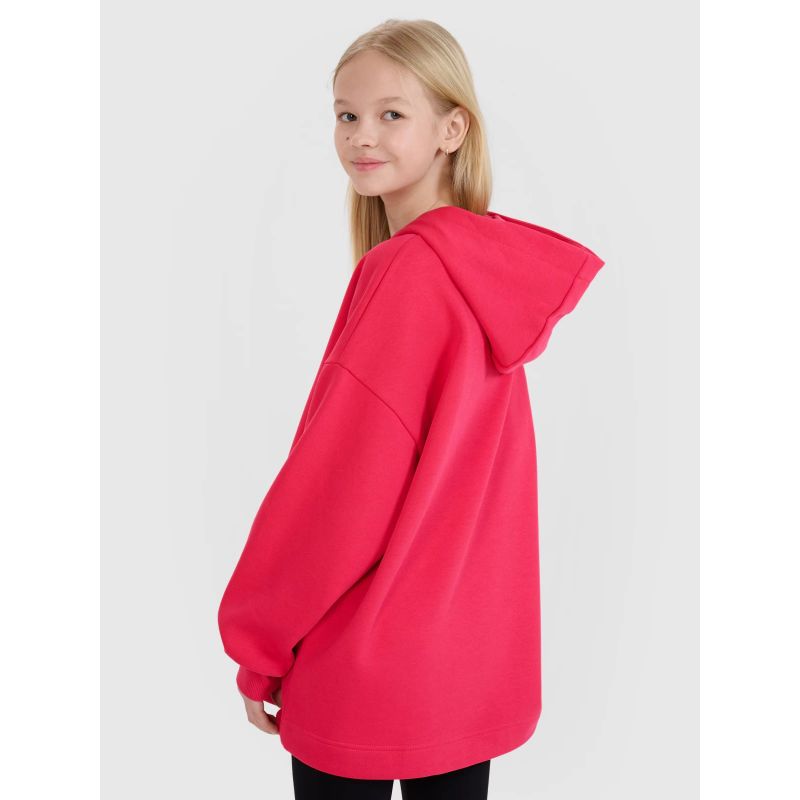 Girls' sweatshirt with a hood, open, 4F 4FJRSS25TSWSF2235-62S *Kategoria tymczasowa Your Sports Performance