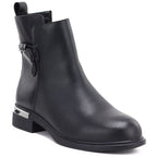 Women's black leather ankle boots D&A S.Barski MK62-7025