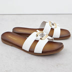 Women's slippers with decoration, white, Sergio Leone SK077H Footwear Your Sports Performance