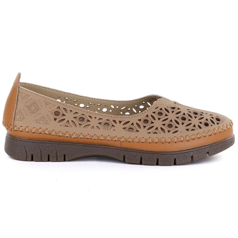 Women's leather openwork brown shoes Sergio Leone SP006 LEONE