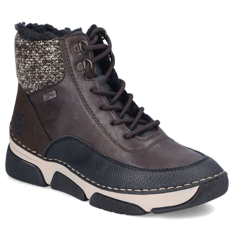Waterproof Women’s Brown Platform Ankle Boots Rieker 45956-25