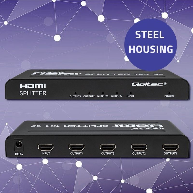 QOLTEC SPLITTER 4XHDMI 4KX2K | 3.4GB/S Kable i adaptery/Adaptery, przejściówki Your Sports Performance