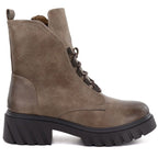 Beige women’s ankle boots with block heel and platform Jezzi MR2502-9