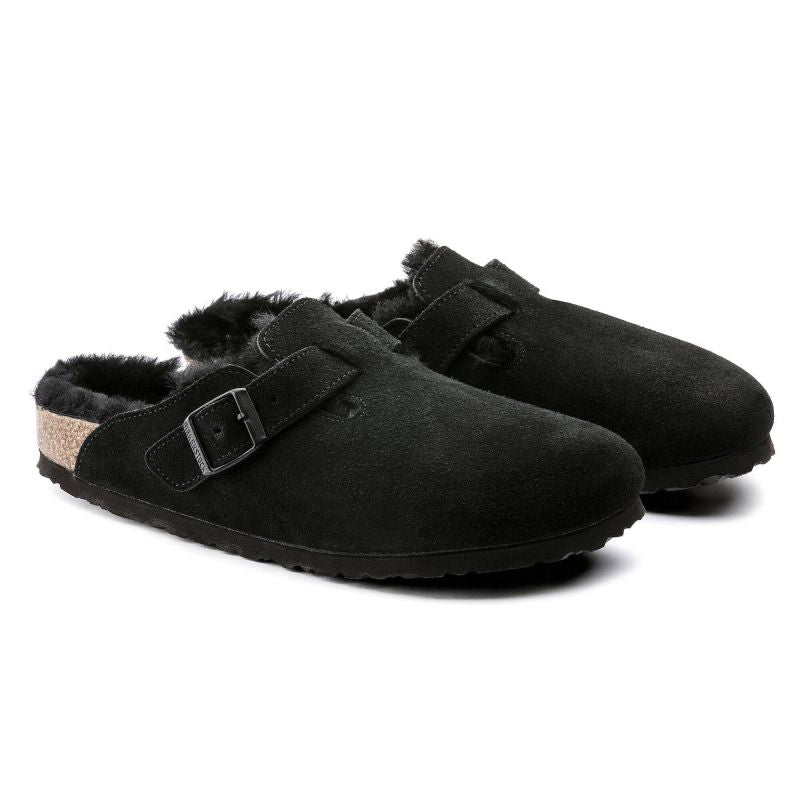 Birkenstock Boston Shearling Black Women's Wool Insulated Clogs in Suede Leather Narrow (0259883) In preparation Your Sports Performance