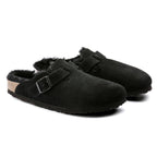 Birkenstock Boston Shearling Black Women's Wool Insulated Clogs in Suede Leather Narrow (0259883) In preparation Your Sports Performance