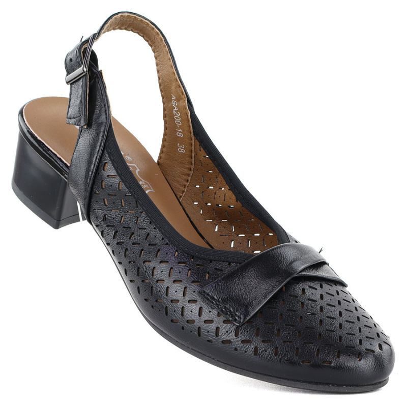 Women's openwork pumps with a strap, black Jezzi ASA200-18 To be categorized Your Sports Performance