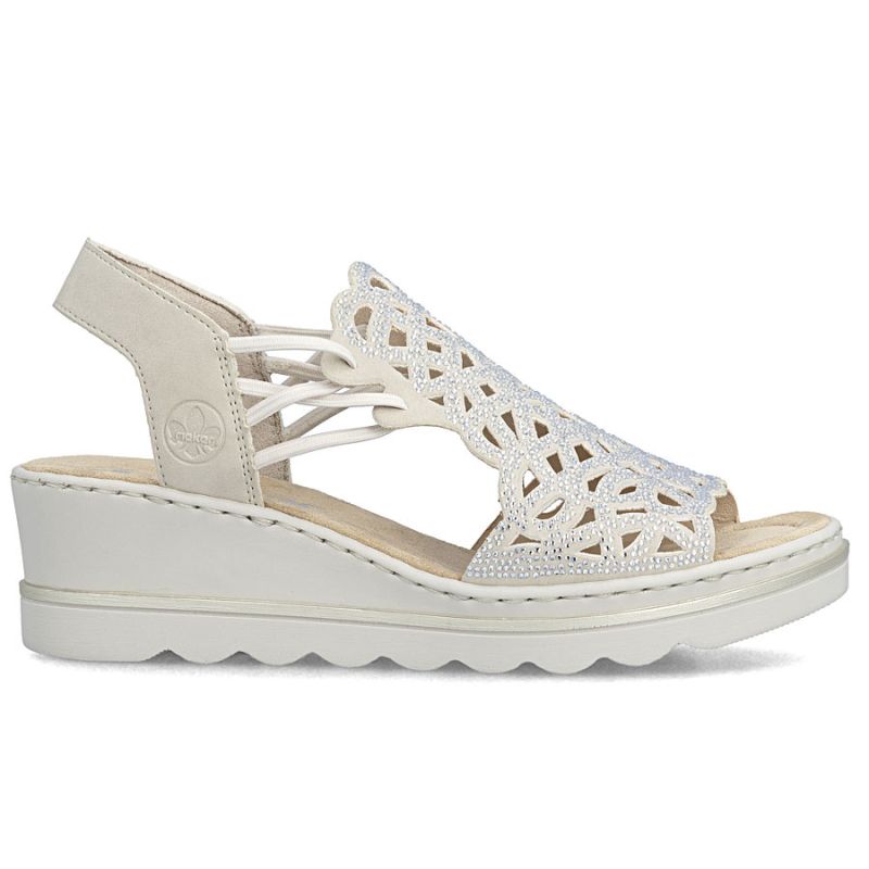 Women's beige wedge sandals Rieker 67465-62 Rieker