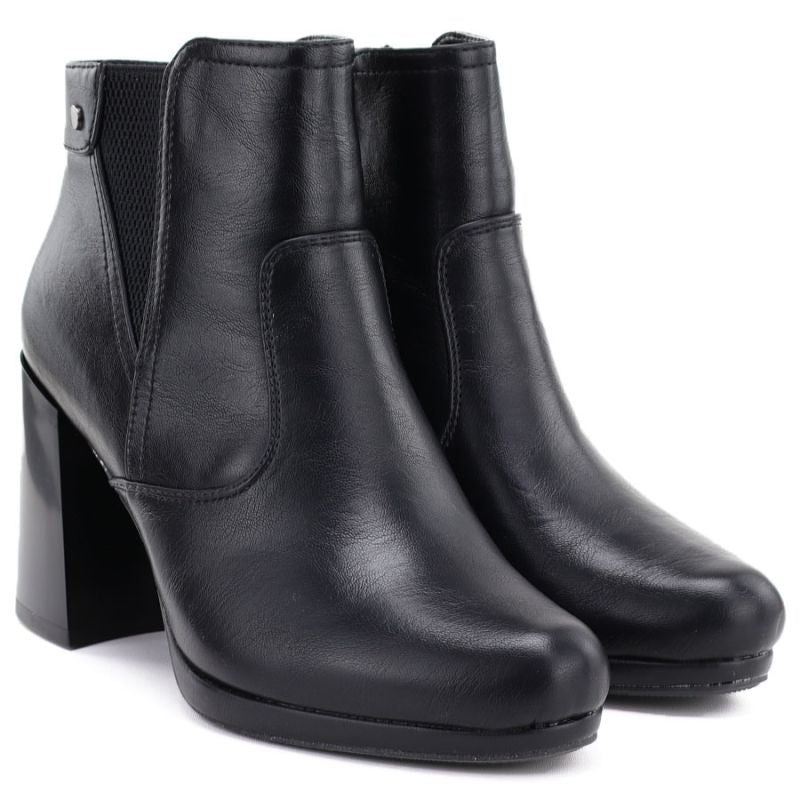 Women's ankle boots with a block heel and platform, insulated, black, M.Daszyński AF125B-1