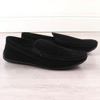 Men's Suede Slip-On Loafers with Openwork Black News 4873 Footwear Your Sports Performance