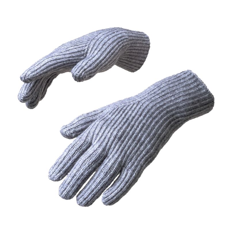 Braided telephone gloves with cut-outs for fingers - gray Hurtel