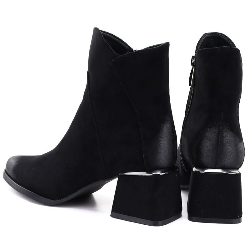 Women's black suede high-heeled ankle boots Potocki SZ12875