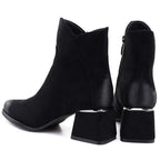 Women's black suede high-heeled ankle boots Potocki SZ12875