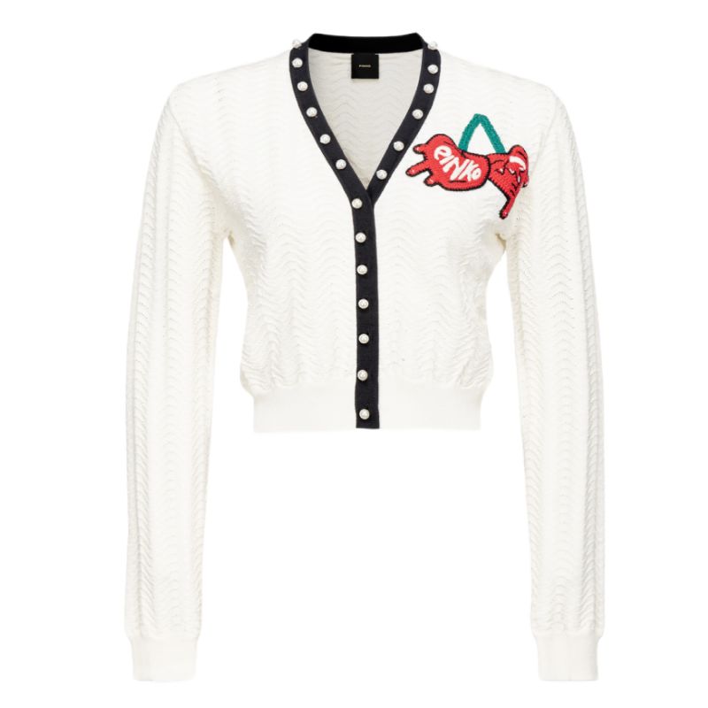 PINKO SHORT CARDIGAN WITH EMBROIDERED CHERRIES In preparation Your Sports Performance