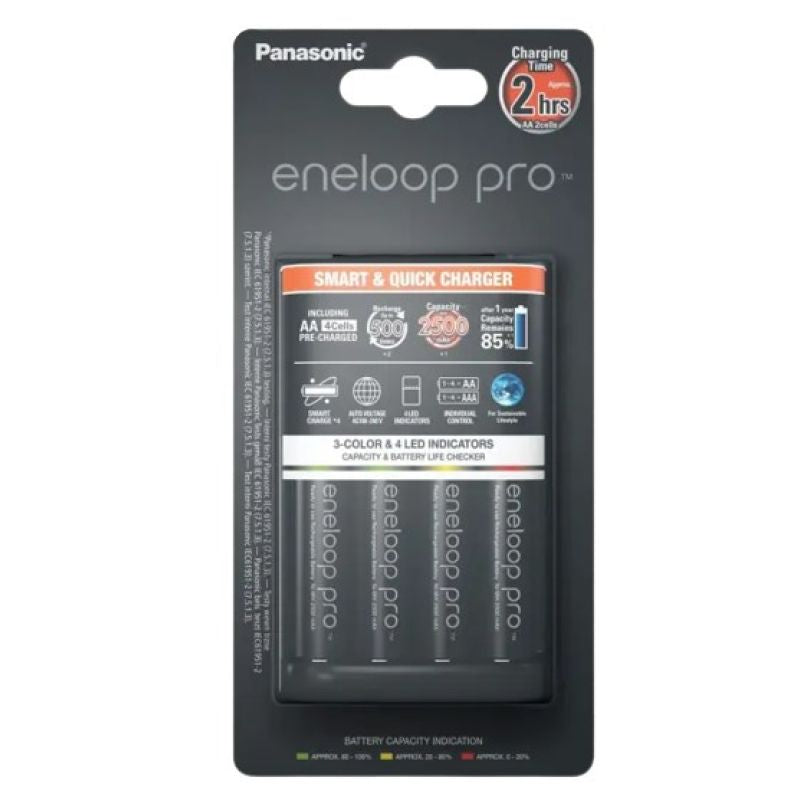 PANASONIC SMARTPLUS CHARGER + 4x AA ENELOOP PRO 2500 mAh Baterie, akumulatorki i ładowarki/Ładowarki akumulatorowe (bez akumulatorków) Your Sports Performance