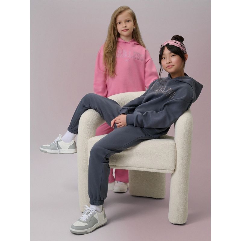 Girls' loose sweatshirt with hood 4F 4FJRSS26TSWSF2627-22S