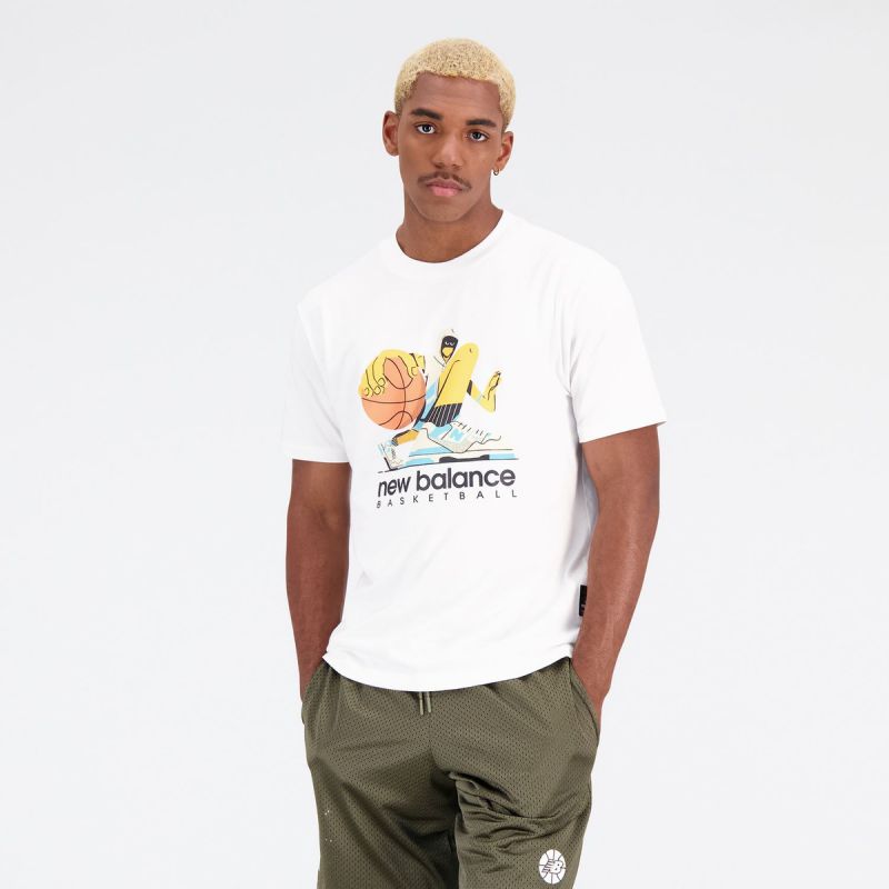 New Balance Hoops Cotton Jersey Short Wt M MT31589WT Clothing/Lifestyle/T-shirts/New Balance New Balance