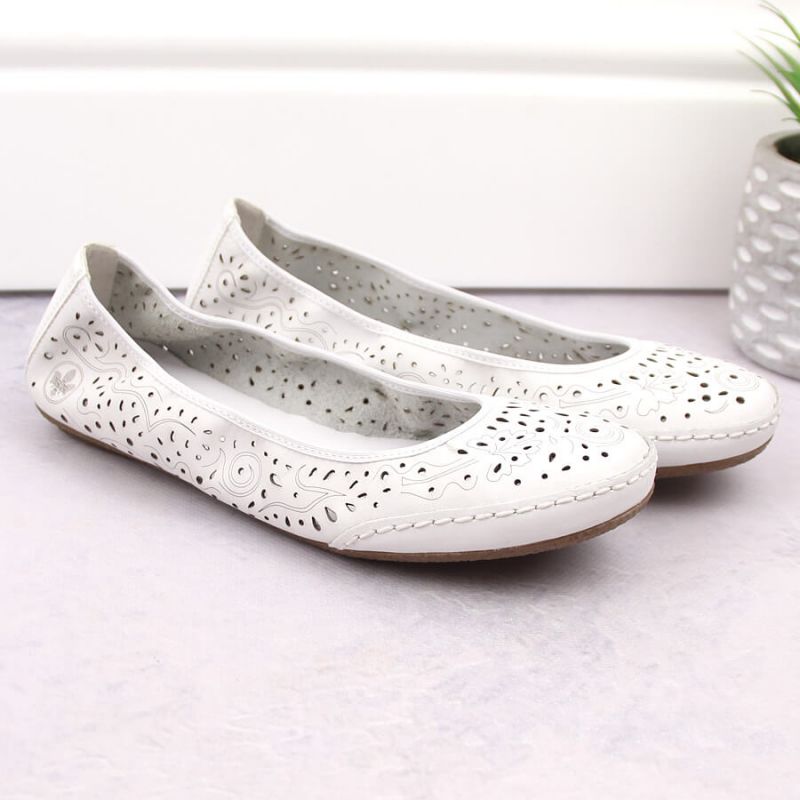 Rieker W RKR649 comfortable leather openwork shoes, white Footwear/Lifestyle/Rieker Your Sports Performance