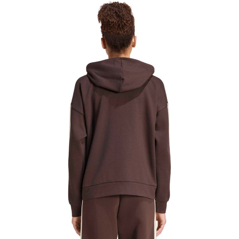 Women's adidas Essentials 3-Stripes Full-Zip Fleece Hoodie Brown KX0784