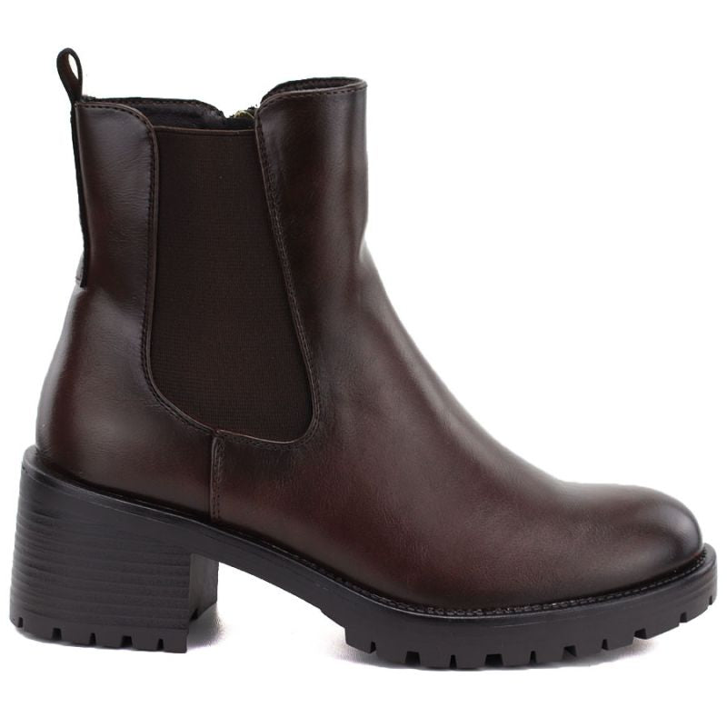 Women's ankle boots with a block heel, insulated, brown, Potocki SZ12742