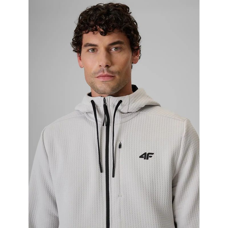 Men's regular training sweatshirt made of structured knit fabric 4F 4FWAW26TFSWM0891-11S