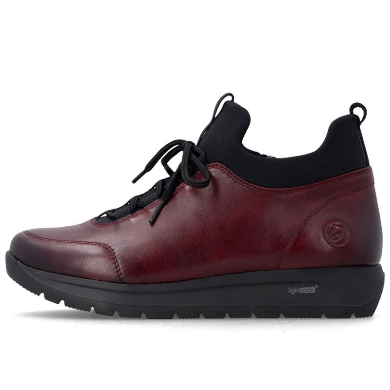 Women's leather insulated ankle boots, burgundy Remonte Rieker D2V06-35