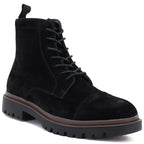 Men's leather ankle boots, unlined, suede, black, Big Star UU174221