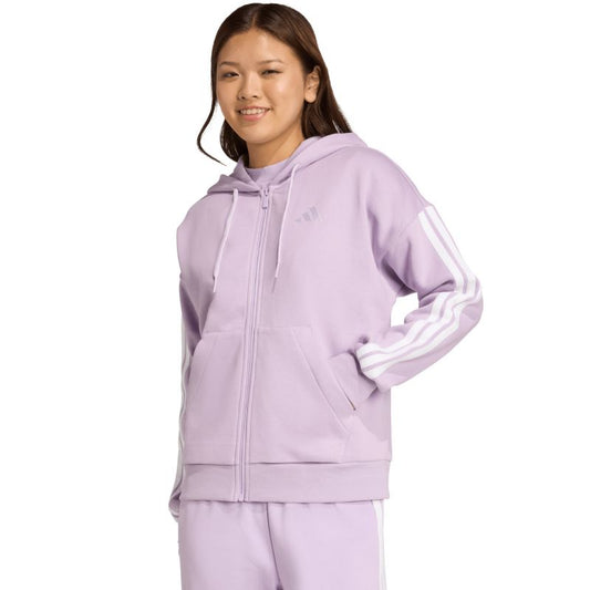 Women's adidas Essentials 3-Stripes Full-Zip Fleece Hoodie Purple JY3080 In preparation Adidas