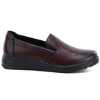 Women's leather wedge slip-on shoes, burgundy, Potocki JE19505