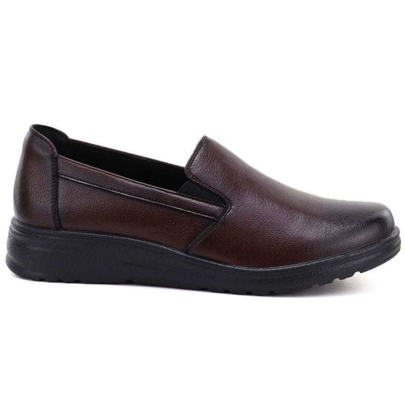 Women's leather wedge slip-on shoes, burgundy, Potocki JE19505