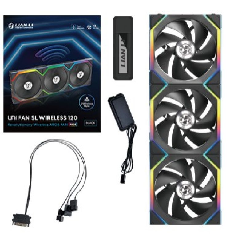 Lian Li LULI-091 UNI FAN SL fan, ARGB, PWM, 3x, 120mm, Wireless control via 2.4GHz controller, black Chłodzenie/Chłodzenie - wentylatory Your Sports Performance