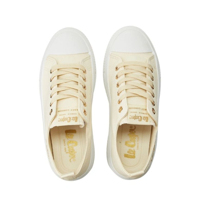 Lee Cooper women's shoes sports sneakers beige platform fashionable Lee Cooper