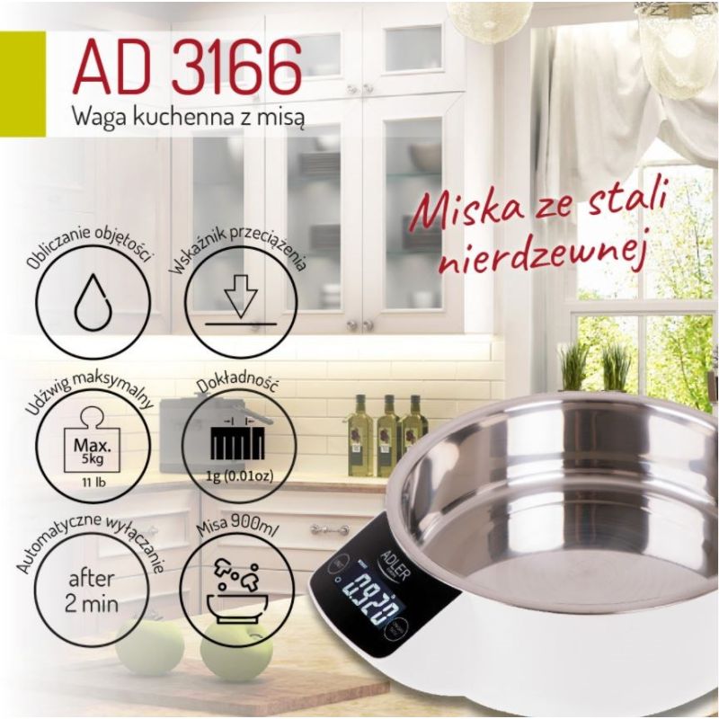 Adler AD 3166 kitchen scale (black) AGD - Produkty/Wagi kuchenne Your Sports Performance
