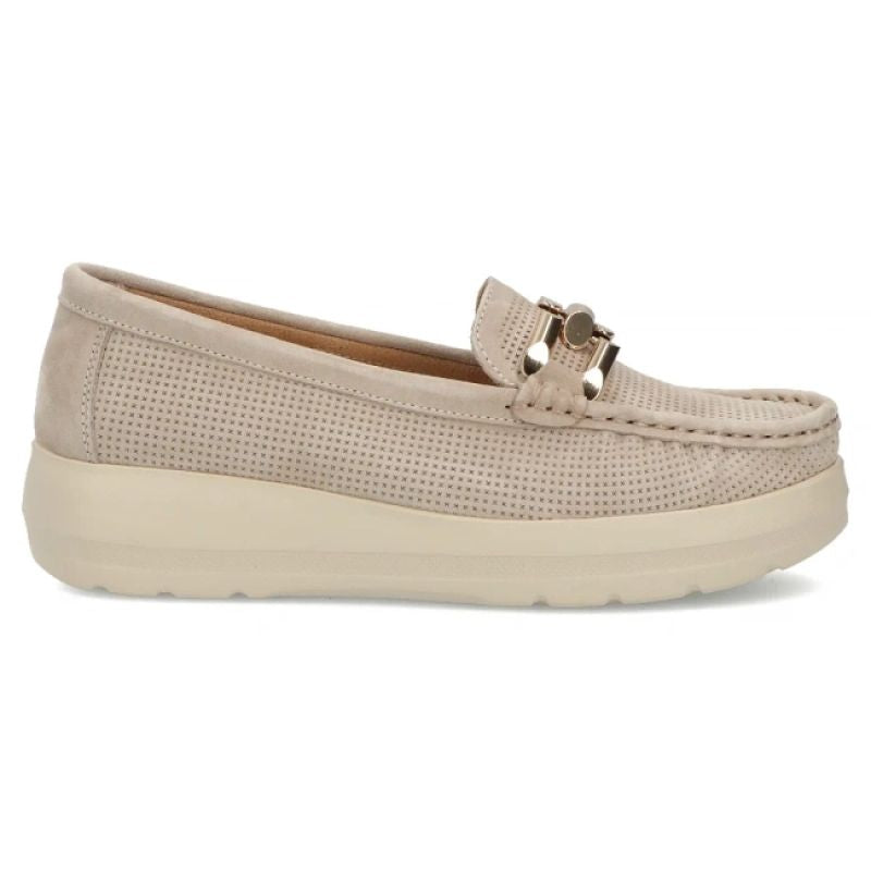 Beige leather wedge loafers Filippo DP7652 Filippo