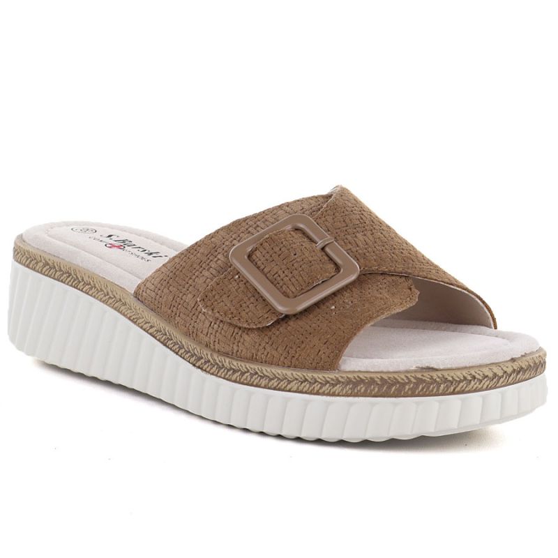 Women's brown leather wedge sandals S.Barski 7002 S.Barski