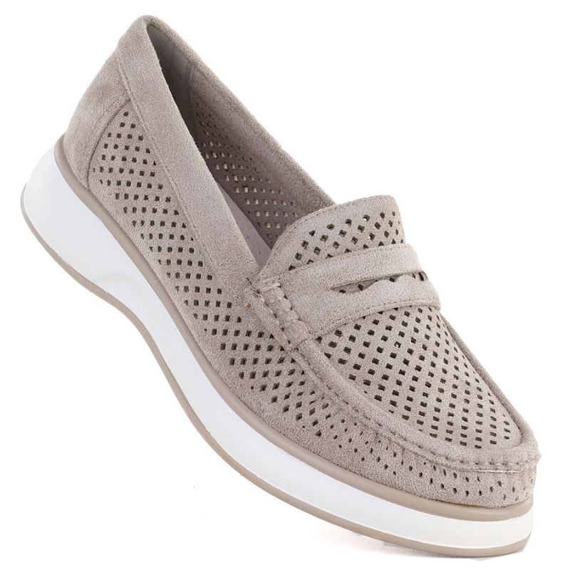 Women's openwork gray lords shoes Sergo Leone MK098H LEONE