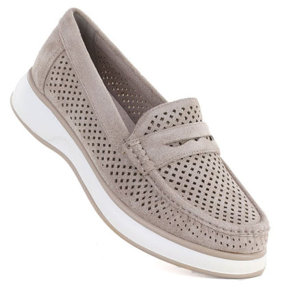 Women's openwork gray lords shoes Sergo Leone MK098H LEONE