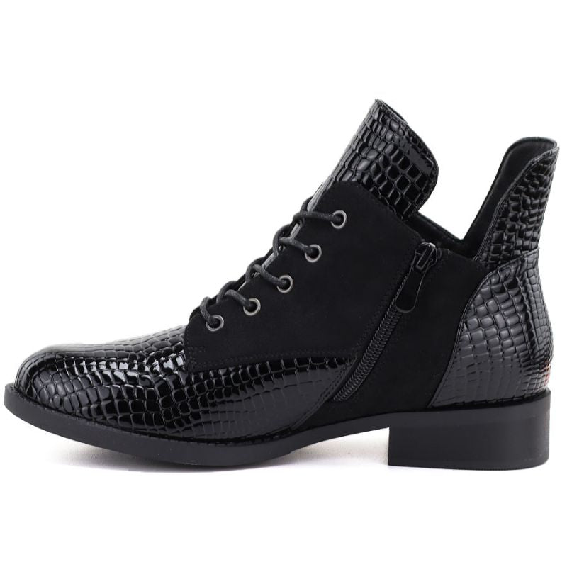 Women's patent leather ankle boots, black, Vinceza HX27-16524