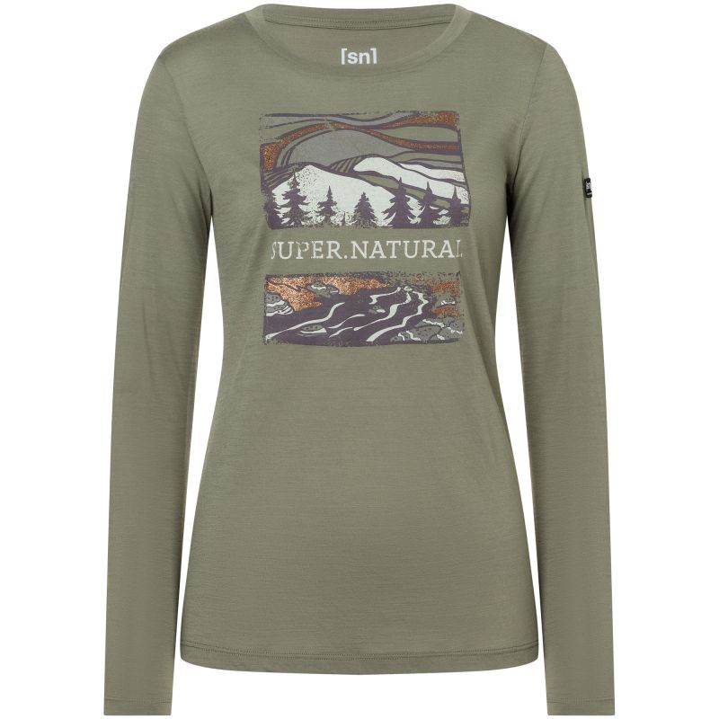 Women’s Long-Sleeve Shirt SUPER.NATURAL W Great Bear River LS, green