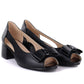 Open toe block heel pumps with bow, black, Potocki 12812 Potocki
