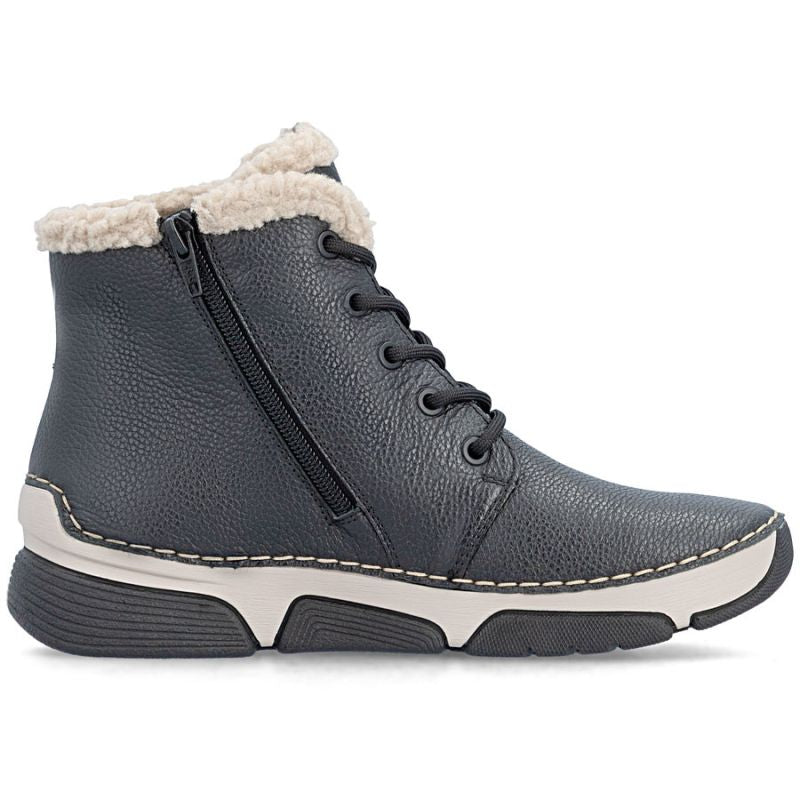Women's leather ankle boots, insulated, black, Rieker 45946-00