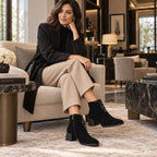 Black women’s leather block-heel ankle boots Filippo DBT8200