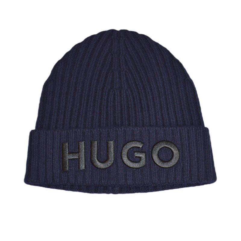 Hugo Boss woolen navy blue winter beanie hat - 50495778-410 Boss