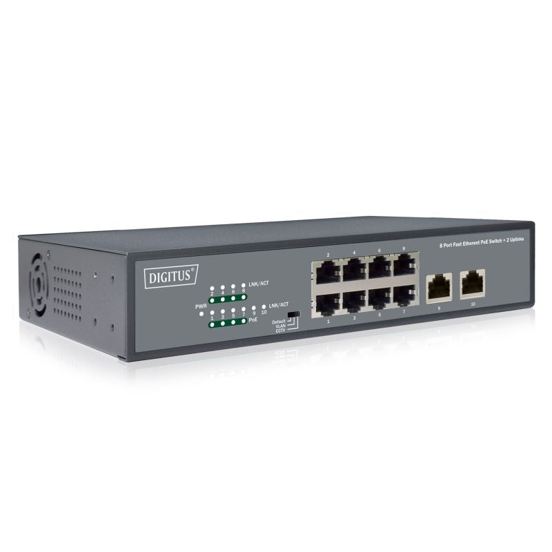 Unmanaged network switch 19" 8x RJ45 10/100 Mb/s, 2x FastEthernet uplink, PoE+ 120W budget Komunikacja i łączność/Switch-e Your Sports Performance