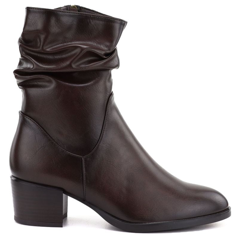 Women's high-heeled ankle boots with a gathered upper, brown Vinceza 58682