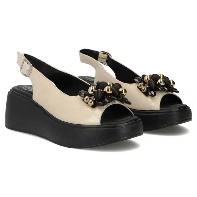 Women's gold leather wedge sandals Filippo DS7577