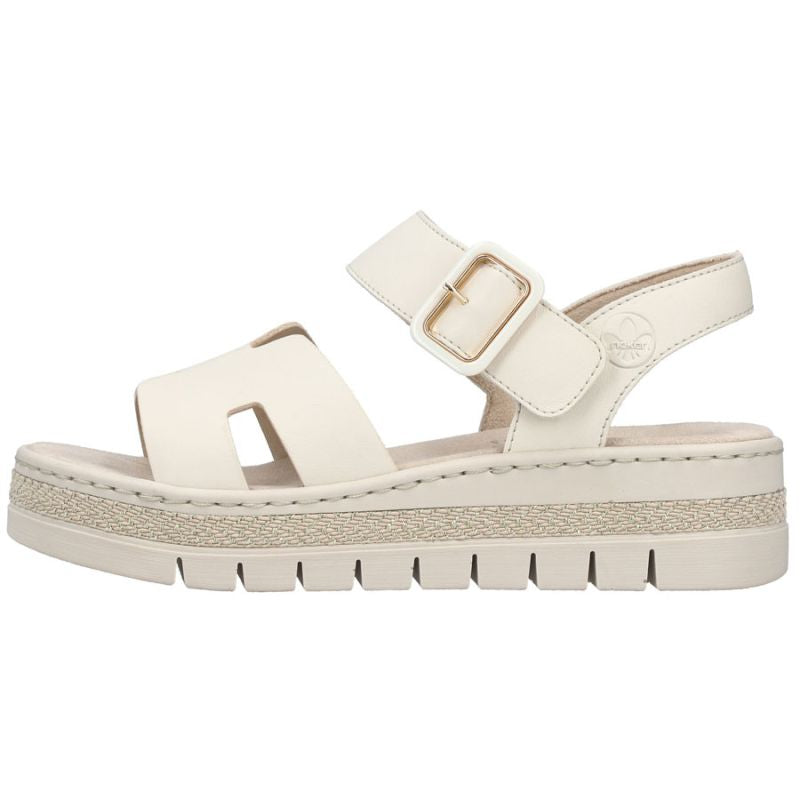 Women's beige wedge sandals Rieker V4952-60 Rieker