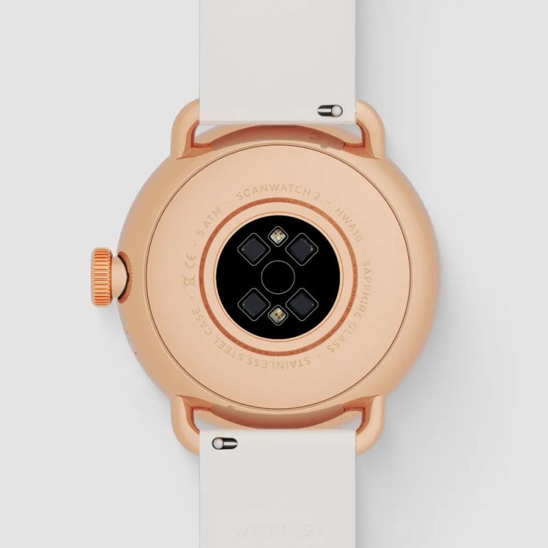 Withings ScanWatch 2 Hybrid Watch - Stainless Steel - Hybrid Smartwatch with Strap - Fluoroelastomer - Wrist Size: 146-211mm - Solid Color - Bluetooth - 34.6g - Sand Akcesoria sportowe i turystyczne/Zegarki sportowe Your Sports Performance