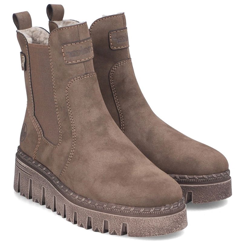 Comfortable beige women’s wedge ankle boots Rieker Z8960-25